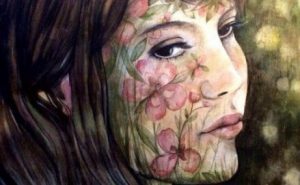 Blomstermålad kvinna