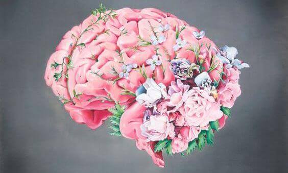 Hjärna som är full med blommor.