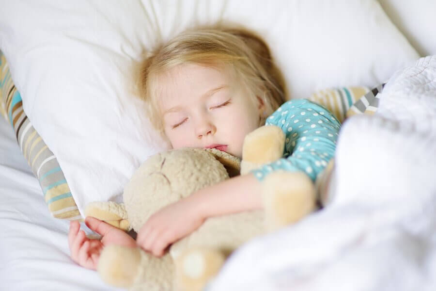 sluta sova på dagen: barn sover med nalle