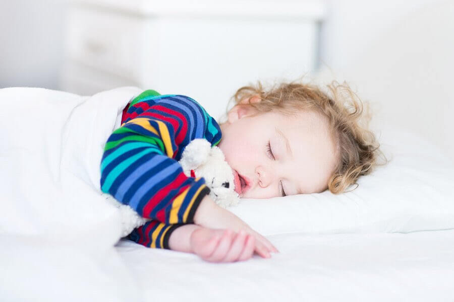sluta sova på dagen: barn sover med nalle