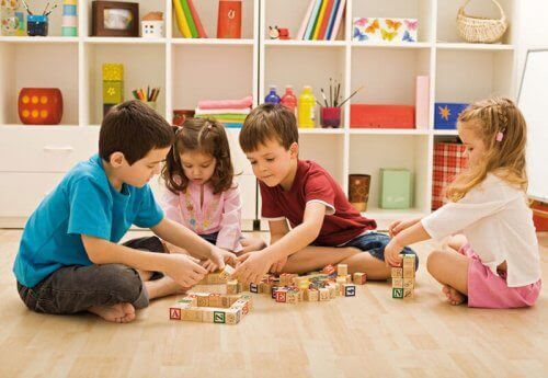 barn spelar spel
