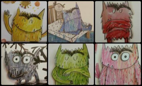 Monster med olika färger.