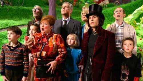 En scen ur filmen Kalle och chokladfabriken.