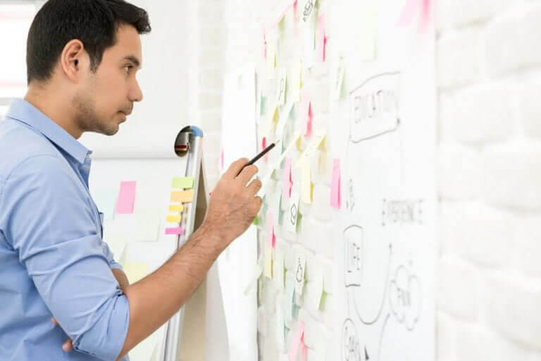 Feynmanmetoden: man vid whiteboard