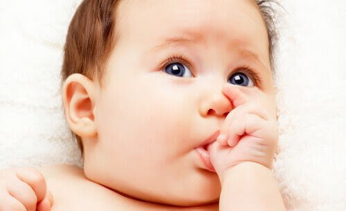 sugreflexen: baby suger på tummen