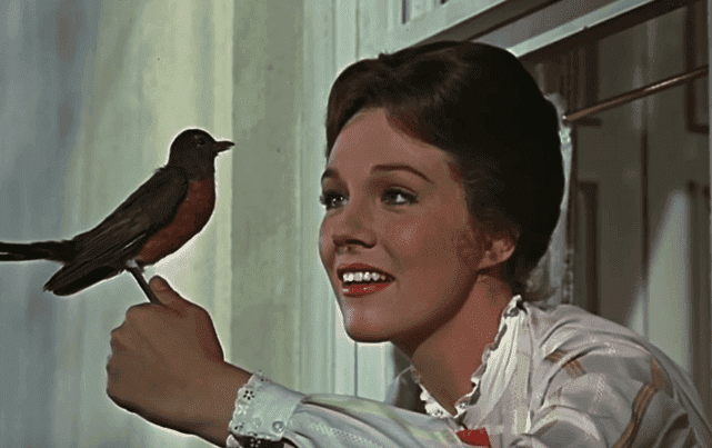 Mary Poppins med fågel