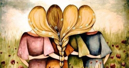 magiska tänkande: illustration av flickor med sammanflätat hår