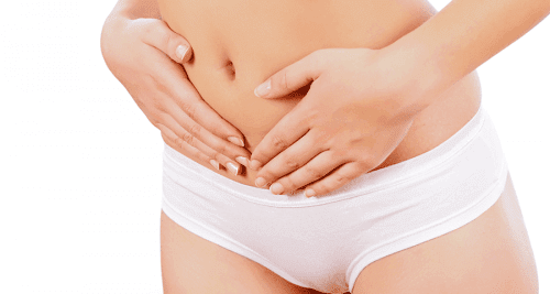 Ovariellt hyperstimuleringssyndrom: kvinna håller sig för magen