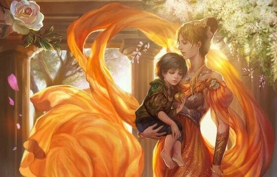 magiska varelser: mor håller barn