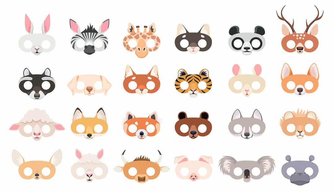 djurpyssel för barn: ansiktsmasker
